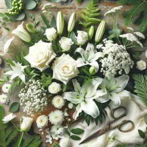Indywidualnie komponowany 'Biały bukiet wybór Kwiatem Malowane' z możliwością przesłania zdjęcia przed wysyłką.